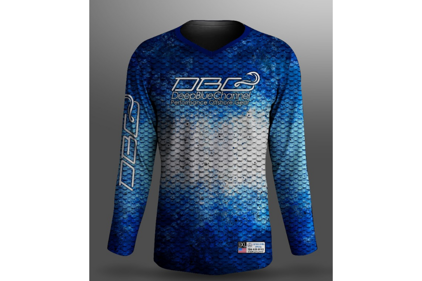 DBM BLUE N WHITE LONG SLEEVE PERFORMANCE SHIRT