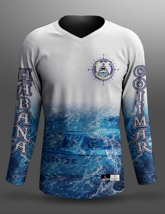 DBM DOUBLE TONE WHITE N BLUE LIGHT LONG SLEEVE PERFORMANCE SHIRT