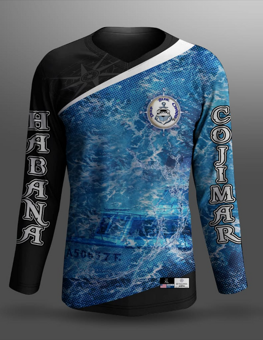 DBM DOUBLE TONE BLACK N BLUE LONG SLEEVE PERFORMANCE SHIRT