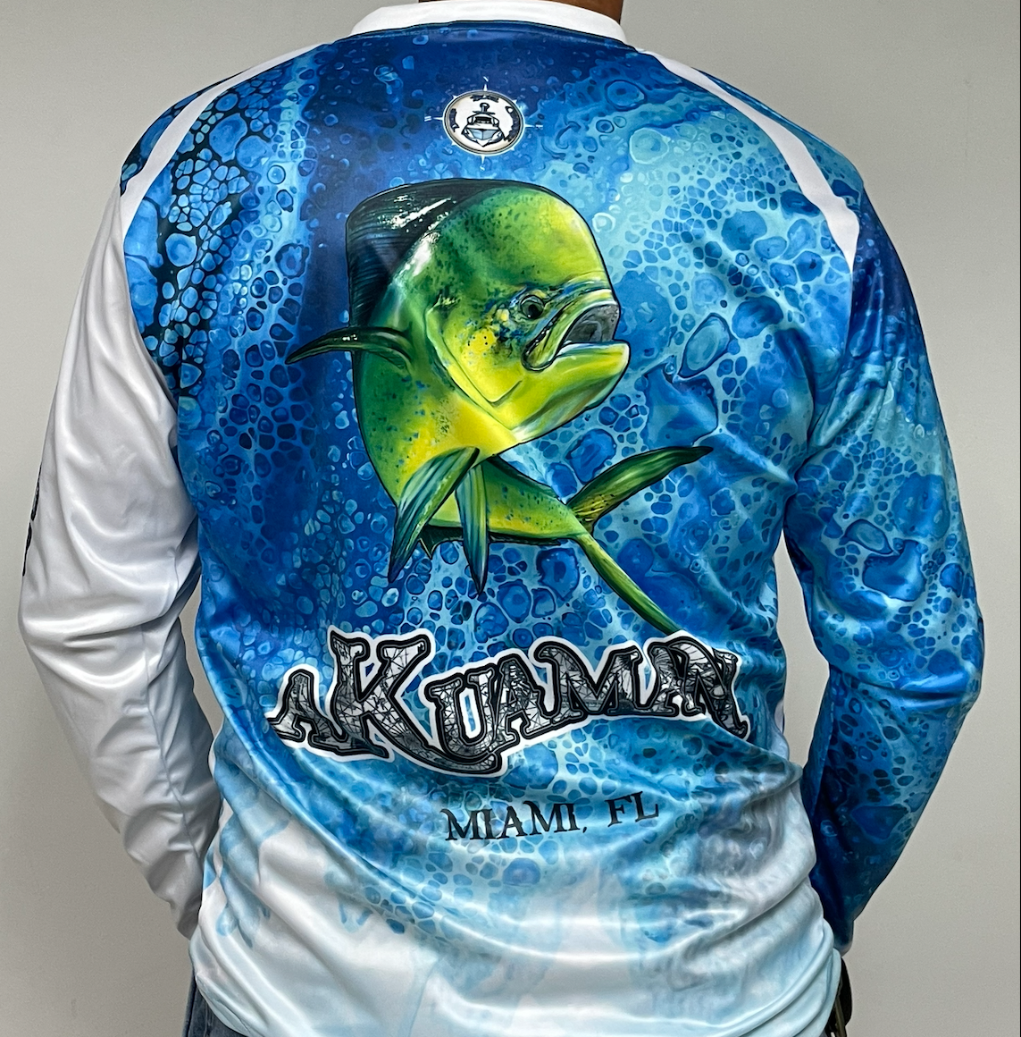 DBM BLUE N WHITE MAHI LONG SLEEVE PERFORMANCE SHIRT